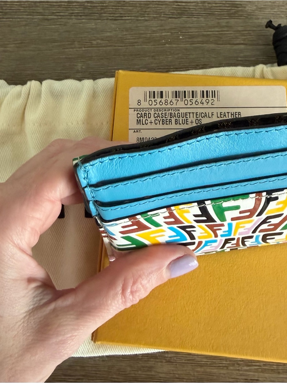 Fendi Multicolor Calf Leather FF Logo Card Case Wallet - Picture 6 of 9